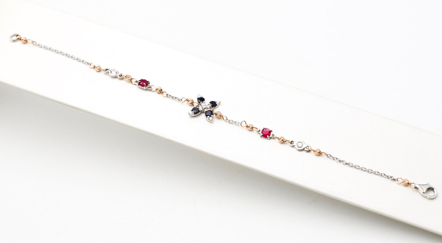 Bracciale in oro con Acquamarina e Diamanti
