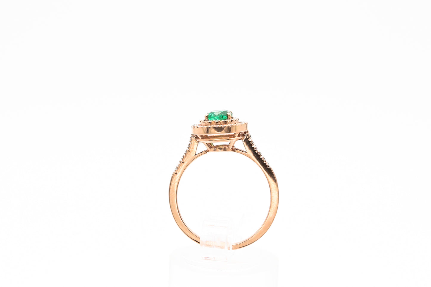 Anello oro rosa smeraldo e diamanti
