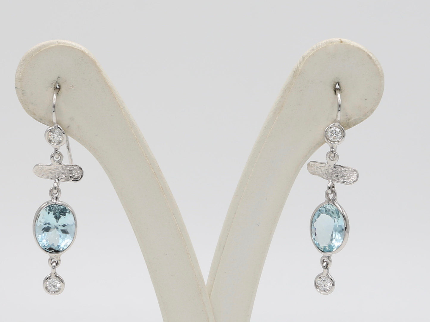 Gold aquamarine and diamond earrings
