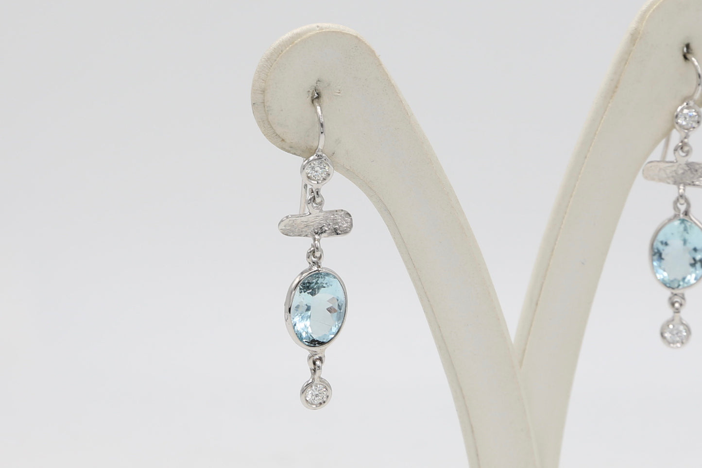 Gold aquamarine and diamond earrings