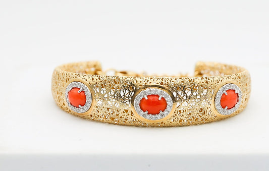 Bracciale oro coralli e brillanti