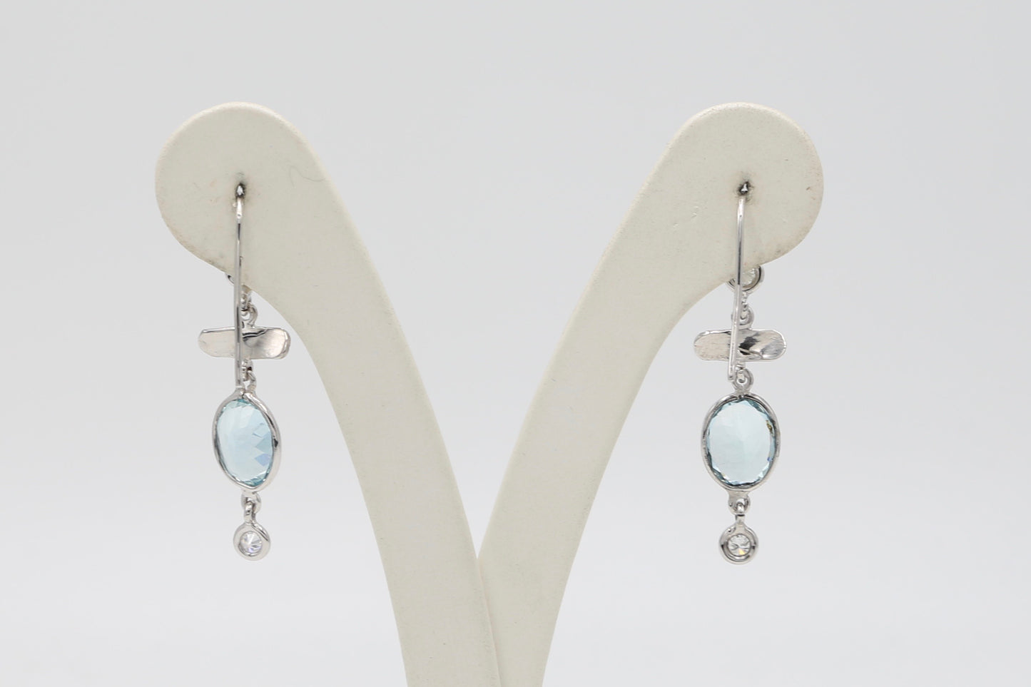 Gold aquamarine and diamond earrings