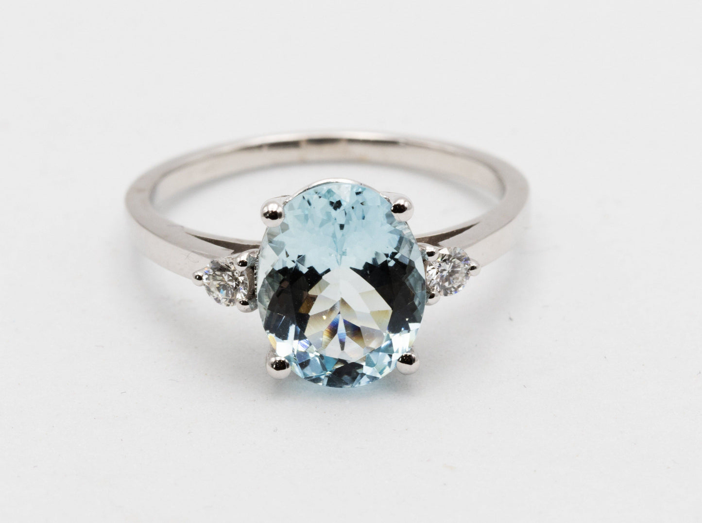 Gold ring with aquamarine and diamonds