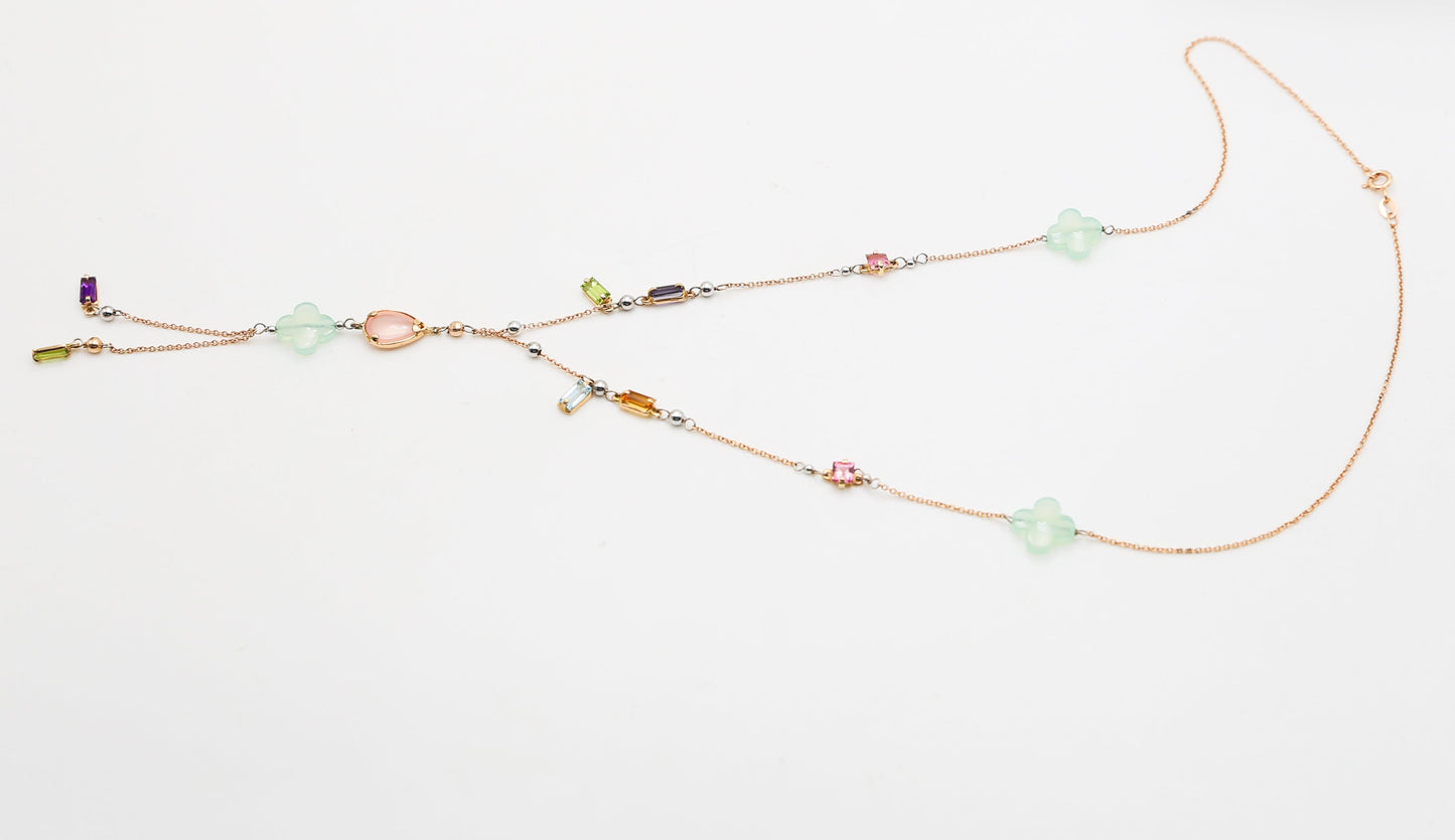 Gold necklace with stones