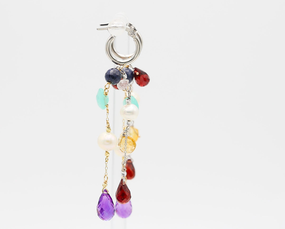 Gold earrings with colored stones
