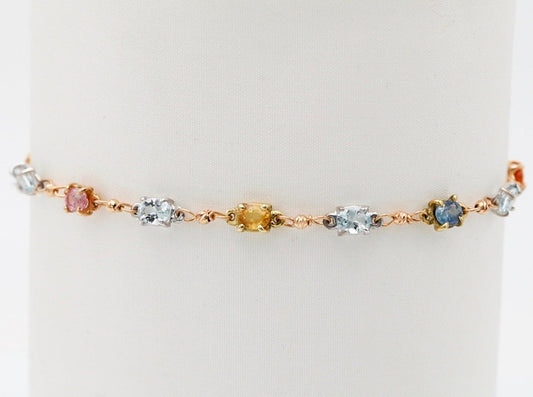 Bracciale in oro con Acquamarina e Pietre