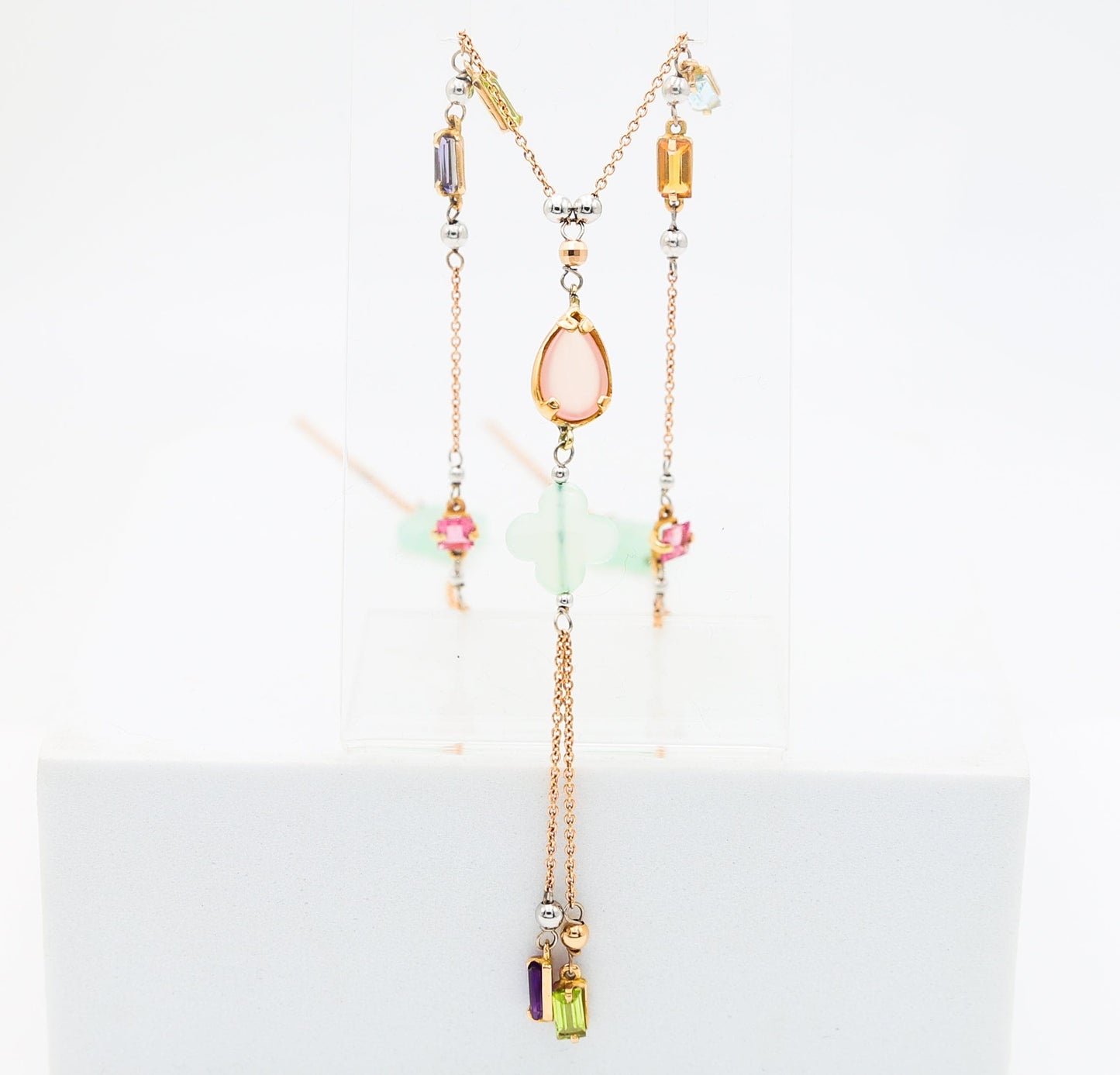 Gold necklace with stones