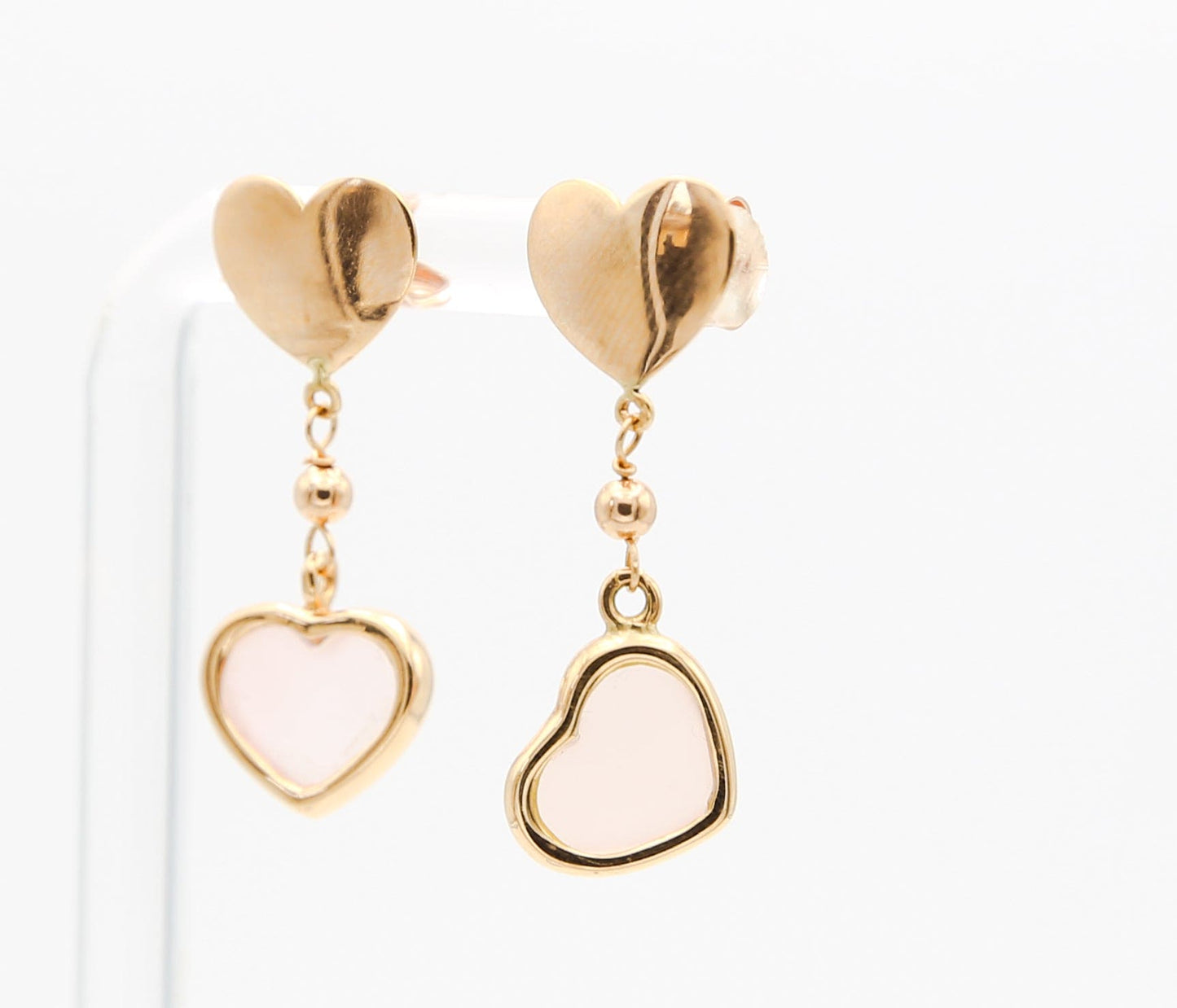 Orecchini in oro con calcedonio rosa