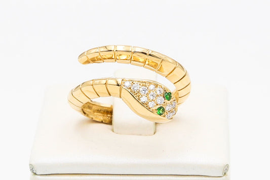 Anello oro brillanti e tsavorite