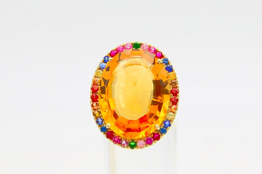 Anello con citrino e zaffiri multicolor