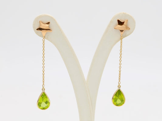 Orecchini pendenti in oro peridoto