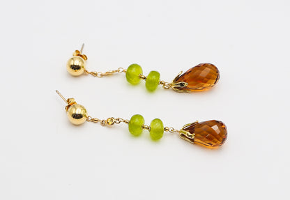 Gold earrings with stones