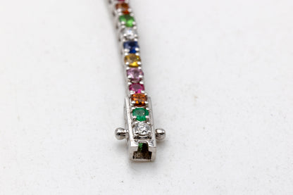 Sapphire and diamond tennis bracelet