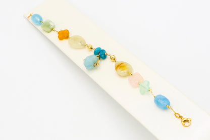 Bracelet with aquamarine, chalcedony and angite