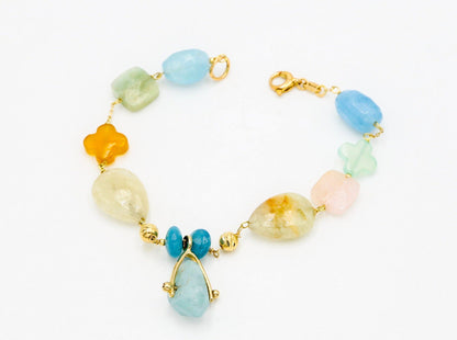 Bracelet with aquamarine, chalcedony and angite
