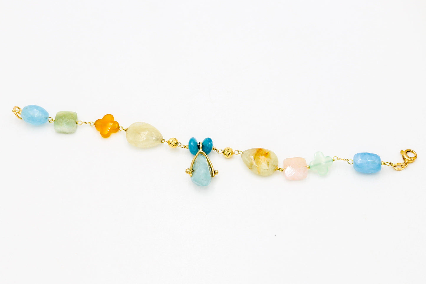 Bracelet with aquamarine, chalcedony and angite