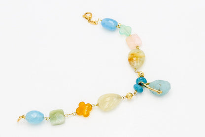 Bracelet with aquamarine, chalcedony and angite
