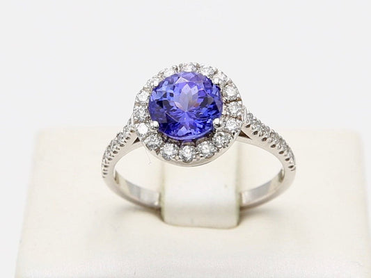 Anello oro tanzanite e diamanti