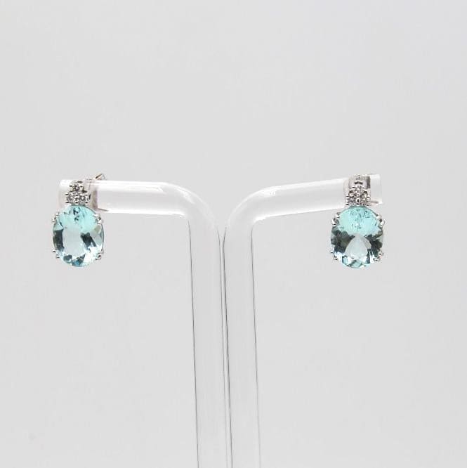 White gold earrings with aquamarine and diamonds